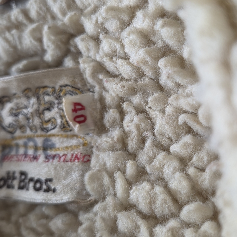 Vintage Schott Bros Shearling Ranch Coat – Size 40 Western Suede Sheepskin #600 - Picture 9 of 16